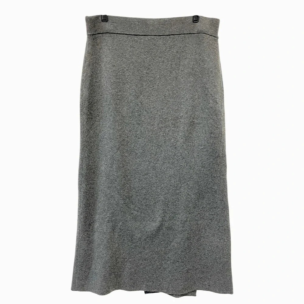 A New Day Women's‎ Gray Knit Faux Wrap Front Midi Skirt Size Large